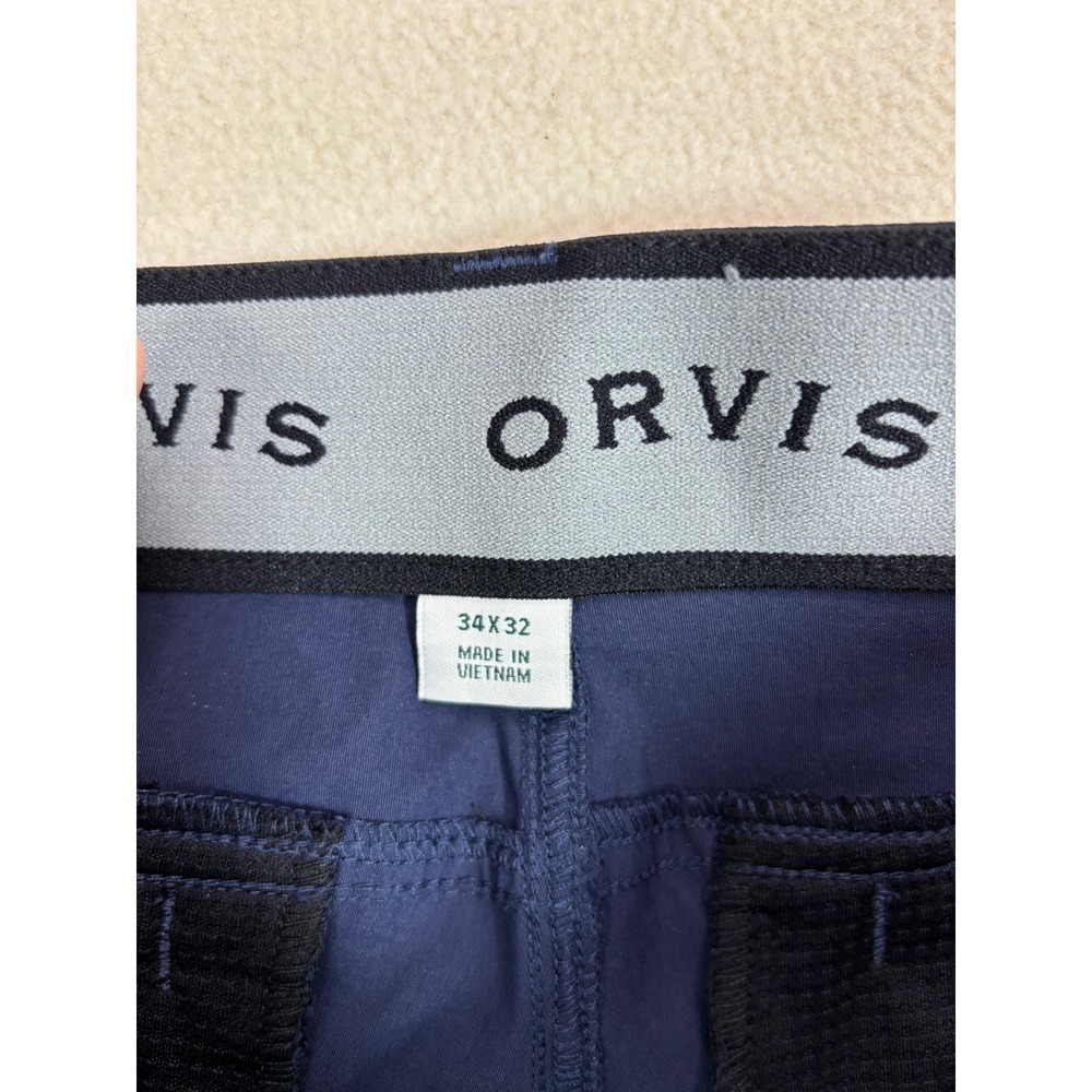 Orvis Mens Navy Blue Tech Performance Stretch Water Repellent Pants 34x32 hiking - Picture 2 of 7